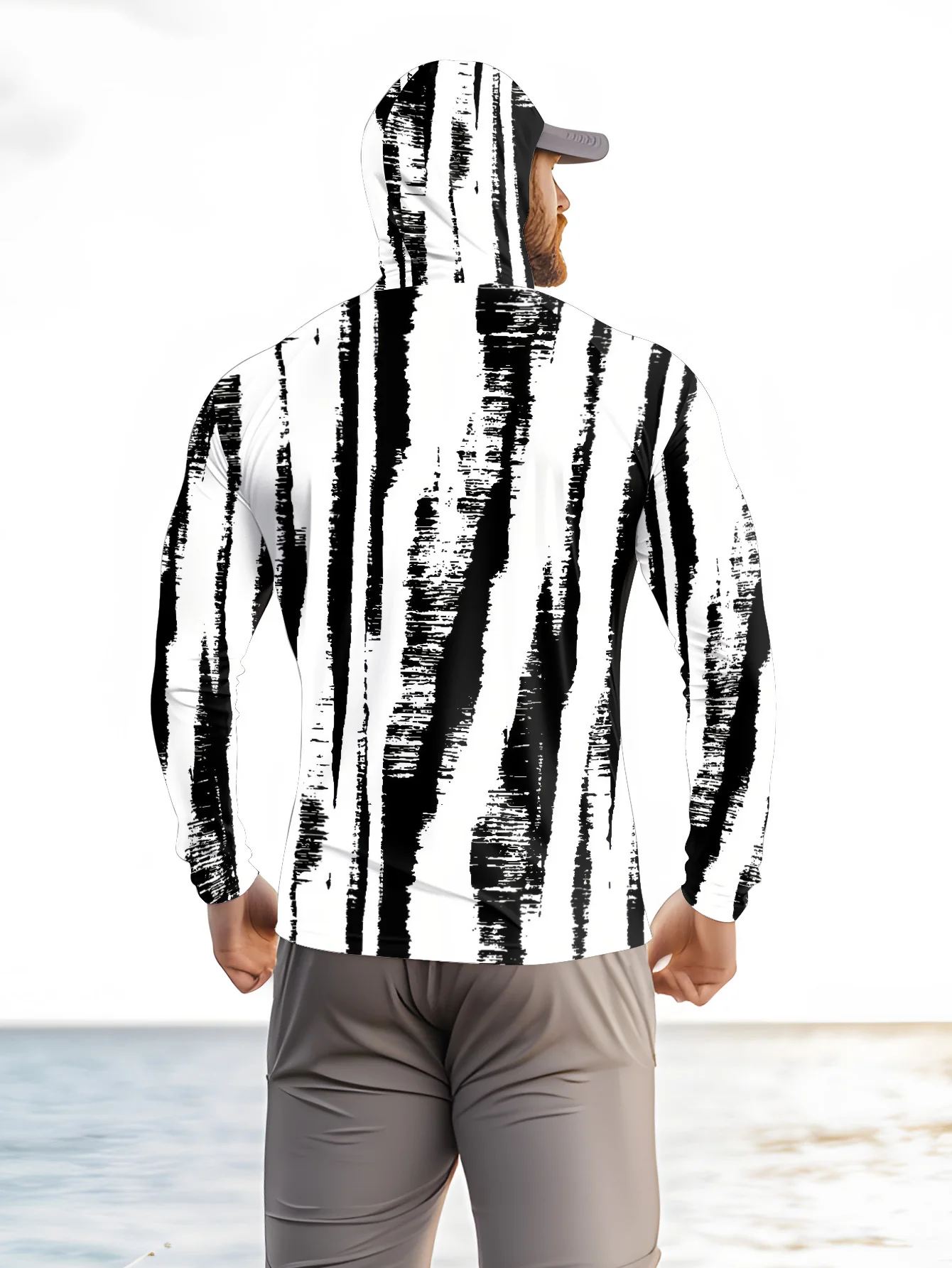Men Black‑White Stripe Fishing - Fishing Hoodie recension och pris